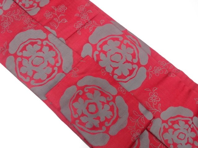  アンティーク　草花模様織り出し名古屋帯（着用可）